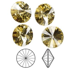 Chaton 4pk dark jonquil foil back, Crystal Passions&reg; Regenerated 14mm rivoli 1122