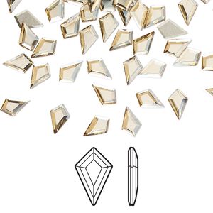 Flat back 24pk crystal golden shadow foil back, Crystal Passions&reg; 6.4x4.2mm kite 2771