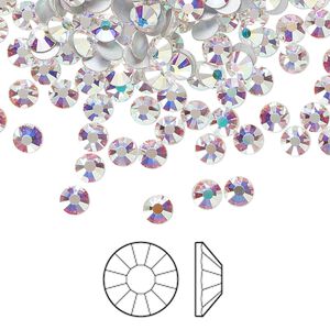 Flat back 1440pk crystal AB foil back, Preciosa Viva 12&reg; Czech crystal rhinestone 3.8-4mm chaton rose round SS16