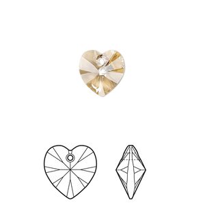 Drop 4pk crystal golden shadow, Crystal Passions&reg; 10mm pendant heart 6228
