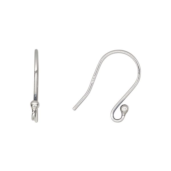Ear wire fishhook 1pkg50 sterling silver, 18mm / 2.5mm ball / open loop, 19 gauge 25 pair image number 0