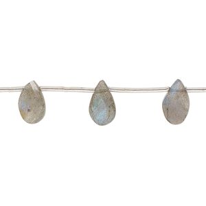 Labradorite 1pkg10, hand-cut top-drilled faceted puffed teardrop bead natural 8x6mm-13x8mm