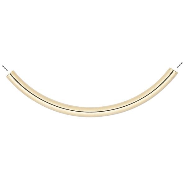 Bead 1pkg100 gold-plated, 50x3mm curved tube, brass image number 0