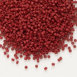 Seed bead, Delica&reg;, glass, pkg/7.5g, #11 round, opaque matte glazed luster brick red (DB-0378).