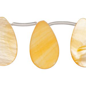 Mother-of-pearl shell 1pkg1, top-drilled flat teardrop bead 14 inch orange 25x6mm-25x8mm