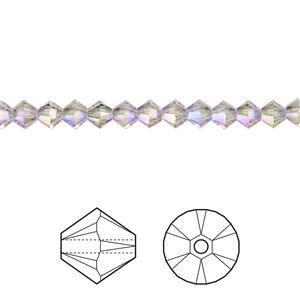 Bead 144pk black diamond shimmer 2X, Crystal Passions&reg; 4mm bicone 5328
