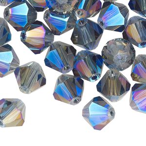 Bead 48pk crystal blue shadow, Celestial Crystal&reg; 10mm bicone