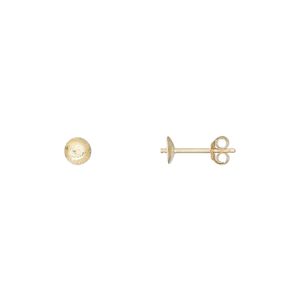 Earstud 1pkg2 14Kt gold, 4mm cup / 1.7mm peg / 4-6mm round setting / earnuts, 1 pair