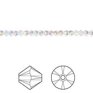 Bead 48pk crystal AB 2X, Crystal Passions&reg; 3mm bicone 5328