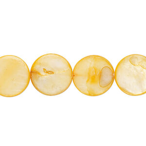 Mother-of-pearl shell 1pkg1, puffed flat round bead 15 inch carrot 12-13mm