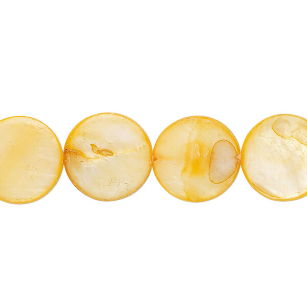 Mother-of-pearl shell 1pkg1, puffed flat round bead 15 inch carrot 12-13mm image number 0
