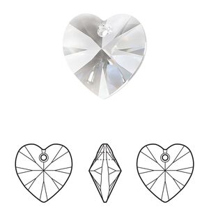 Drop 72pk crystal, Swarovski&reg; 18mm pendant heart 6228