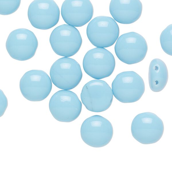 Bead, Preciosa Candy&trade;, Czech pressed glass, opaque baby blue, 8mm candy with (2) 0.8-0.9mm holes. Sold per pkg of 20. image number 0
