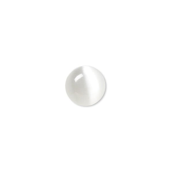 Cabochon, cat's eye glass (fiber optic glass), white, 10mm calibrated round, quality grade. Sold per pkg of 10. image number 0