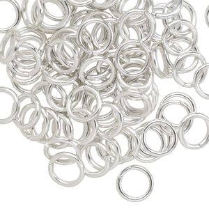Jump ring 1pkg100 aluminum, 8mm round, 16 gauge / 5.4mm inside diameter / silver
