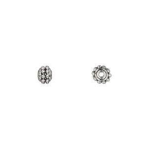 Bead 1pkg24 "pewter", 5x4mm fancy rondelle, antiqued