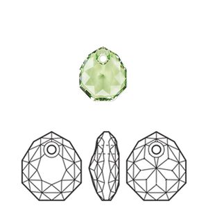 Drop 1pk peridot, Crystal Passions&reg; 11.5x10mm pendant majestic 6436