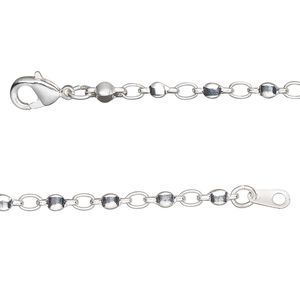 Chain 1pkg1 silver-plated round link, 2.5mm / lobster claw clasp, brass 24 inch