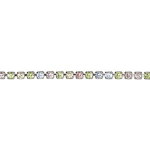 Cupchain, VINTAGE Crystal&trade;, imitation rhodium-plated brass and crystal, multi-pastel, 2.2mm round. Sold per pkg of 1 meter.