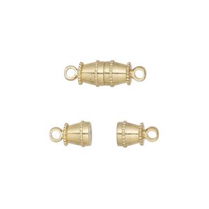 Clasp magnetic 1pkg10, 11x5mm double cone, gold-finished brass 1-strand