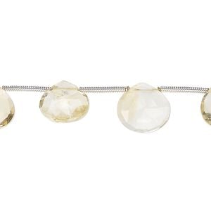 Citrine 1pkg13, hand-cut top-drilled faceted puffed teardrop bead 9x8mm-11x10mm