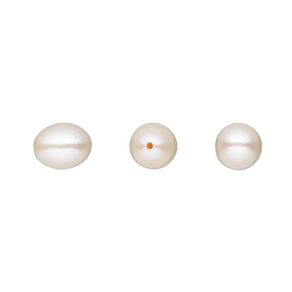 Pearl, White Lotus&trade;, cultured freshwater (bleached), white, 8x6mm-9x7mm half-drilled teardrop, B grade, Mohs hardness 2-1/2 to 4. Sold per pair. image number 0