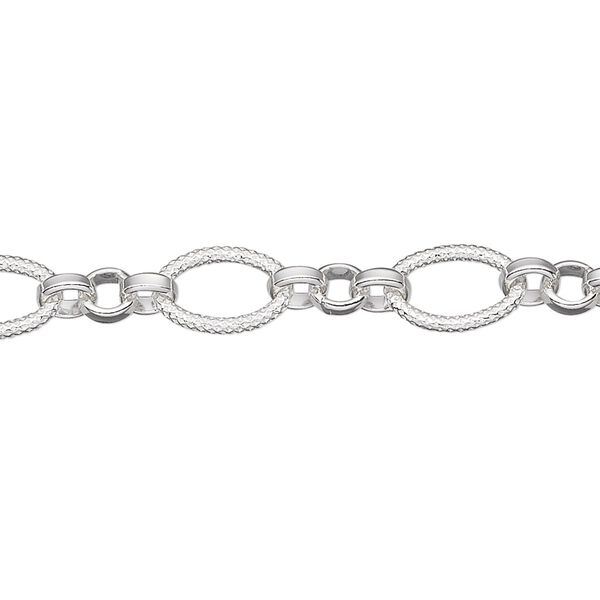 Chain 1pkg1 sterling silver figaro, 7mm textured, 5 foot unfinished image number 0
