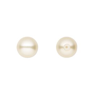 Pearl 50pk cream, Preciosa Czech crystal 10mm half-drilled round