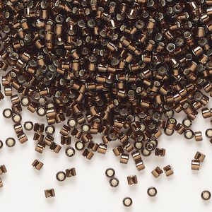 Seed bead, Delica&reg;, glass, pkg/7.5g, #10 round, transparent silver-lined root beer (DBM-0150).