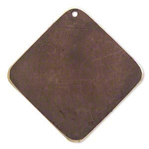 Focal, brass, earth tone brown patina, Pantone&reg; color 19-1321, 40x40mm double-sided diamond. Sold per pkg of 6.