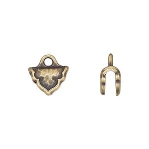 Crimp end, TierraCast&reg;, antique brass-plated pewter (tin-based alloy), 12x8mm palace, 2.7mm inside diameter. Sold per pkg of 20.