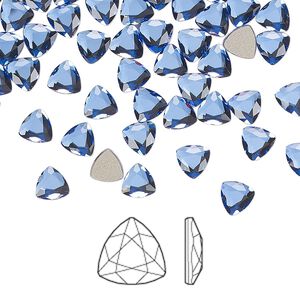 Flat back 12pk sapphire foil back, Crystal Passions&reg; 5mm trilliant 2472