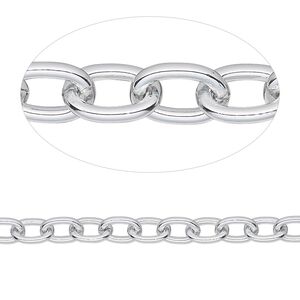 Chain 1pkg1 cable, 11mm, aluminum / anodized silver 5 foot unfinished