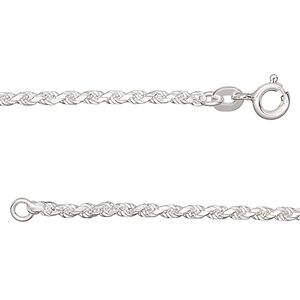 Chain 1pkg1 sterling silver French rope, 2mm / mixed clasp, 18 inch