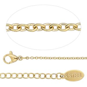 Chain 1pkg1 cable, 1.5mm / lobster claw clasp, gold-finished stainless steel 18 inch