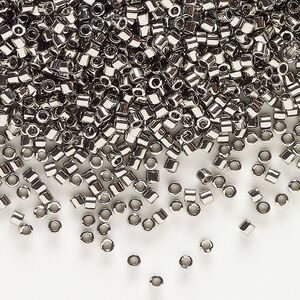 Seed bead, Delica&reg;, glass, pkg/250g, #10 round, opaque nickel-plated (DBM-0021).
