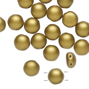 Bead, Preciosa Candy&trade;, Czech pressed glass, opaque satin bronze, 8mm candy with (2) 0.8-0.9mm holes. Sold per pkg of 20.