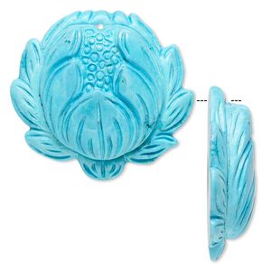 Magnesite 1pkg1, hand-carved lotus flower focal 38x34mm