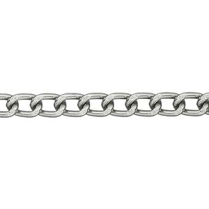 Chain 1pkg1 curb, 4mm, aluminum / anodized metallic grey 25 foot unfinished