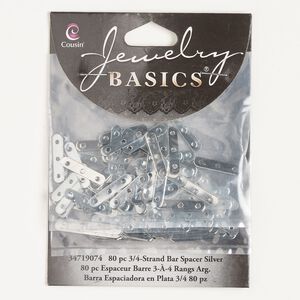 Spacer bar assortment, steel, pkg/80, 17x4mm 3-strand and 23x4mm 4-strand, fits up to 6mm round beads, antique silver finish.