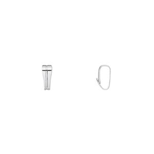 Bail, pendant, silver-plated brass, 7x3mm. Sold per pkg of 100.