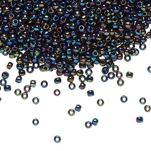 Seed bead, TOHO BEADS&reg;, glass, pkg/50g, #11 round, opaque metallic rainbow iris multicolored (TR-11-86).
