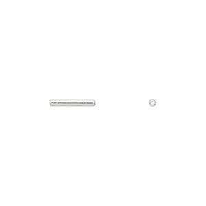 Bead 1pkg100 silver-plated, 10x1.5mm tube, brass