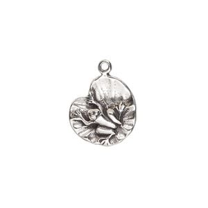Charm, antiqued sterling silver 1pkg1, 15mm frog on lily pad.