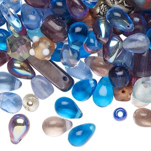Bead mix 1pkg100g silver-finished "pewter", 4mm-16x15mm mixed shape, shell / glass mixed colors antique