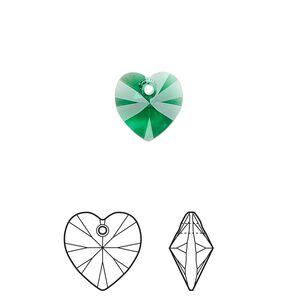 Drop 24pk majestic green, Crystal Passions&reg; 10mm pendant heart 6228