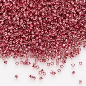 Seed bead, Delica&reg; 1pkg7.5g glass, #11 round, opaque galvanized light cranberry / outside dyed (DB-0428)
