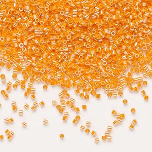 Seed bead, Delica&reg;, glass, pkg/250g, #15 round, opaque luster mandarin orange (DBS-1563).