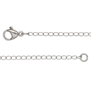 Chain 1pkg1 curb, 1.9mm / lobster claw clasp, stainless steel 18 inch