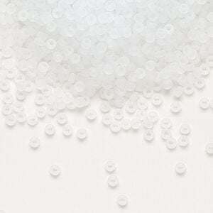 Seed bead, Miyuki, glass, pkg/25g, #11 rocaille, translucent matte crystal clear, (RR-131F).